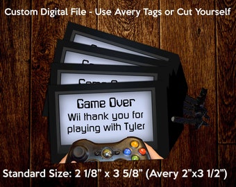 VIDEO GAME Custom Thank You or Message Tags, Customize Using Sample Message or Your Own Personal Message, For Goodie Bags, Gifts, Boxes, etc