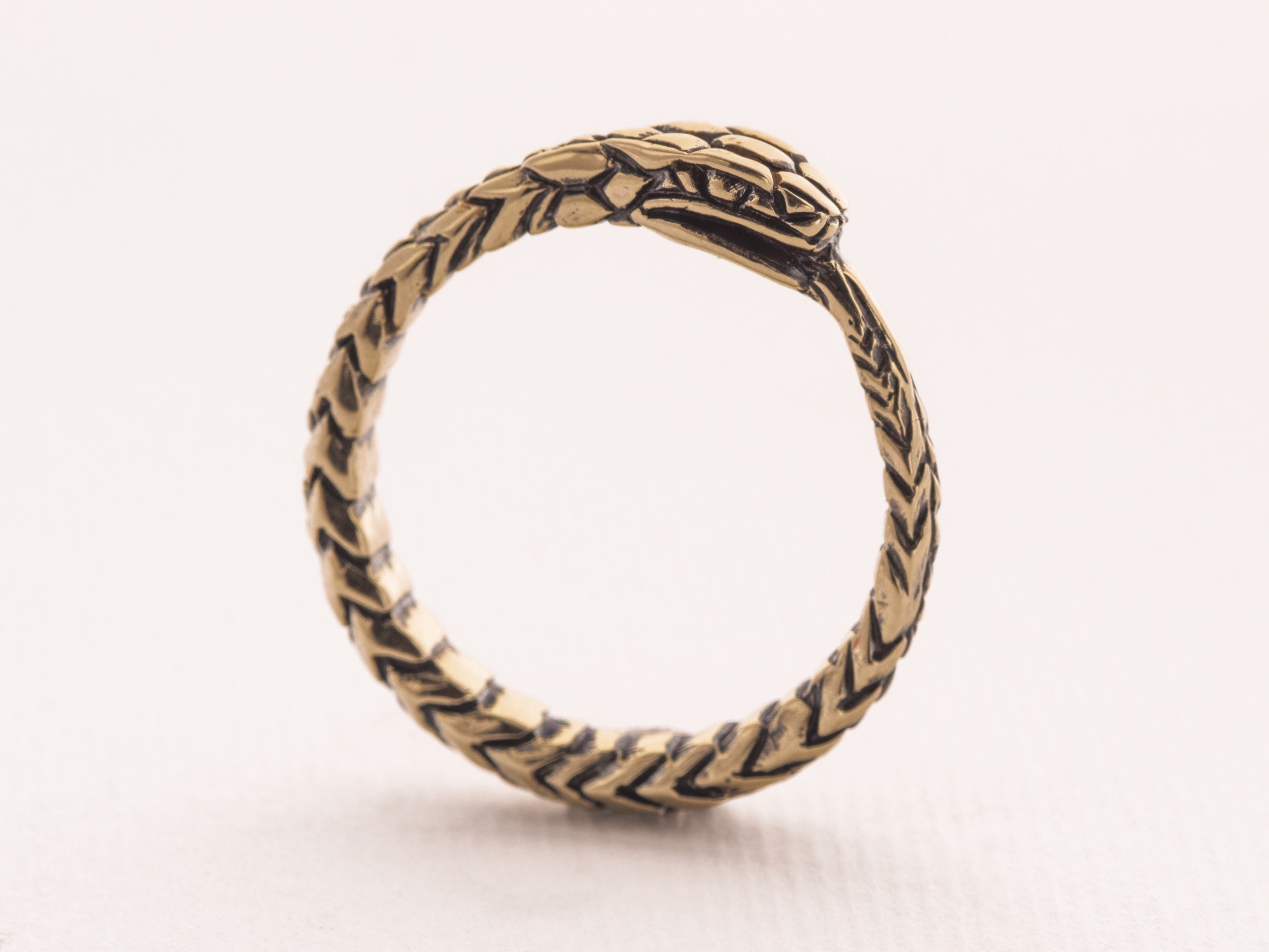 Snake ring Ouroboros bronze wedding band statement ring mens | Etsy
