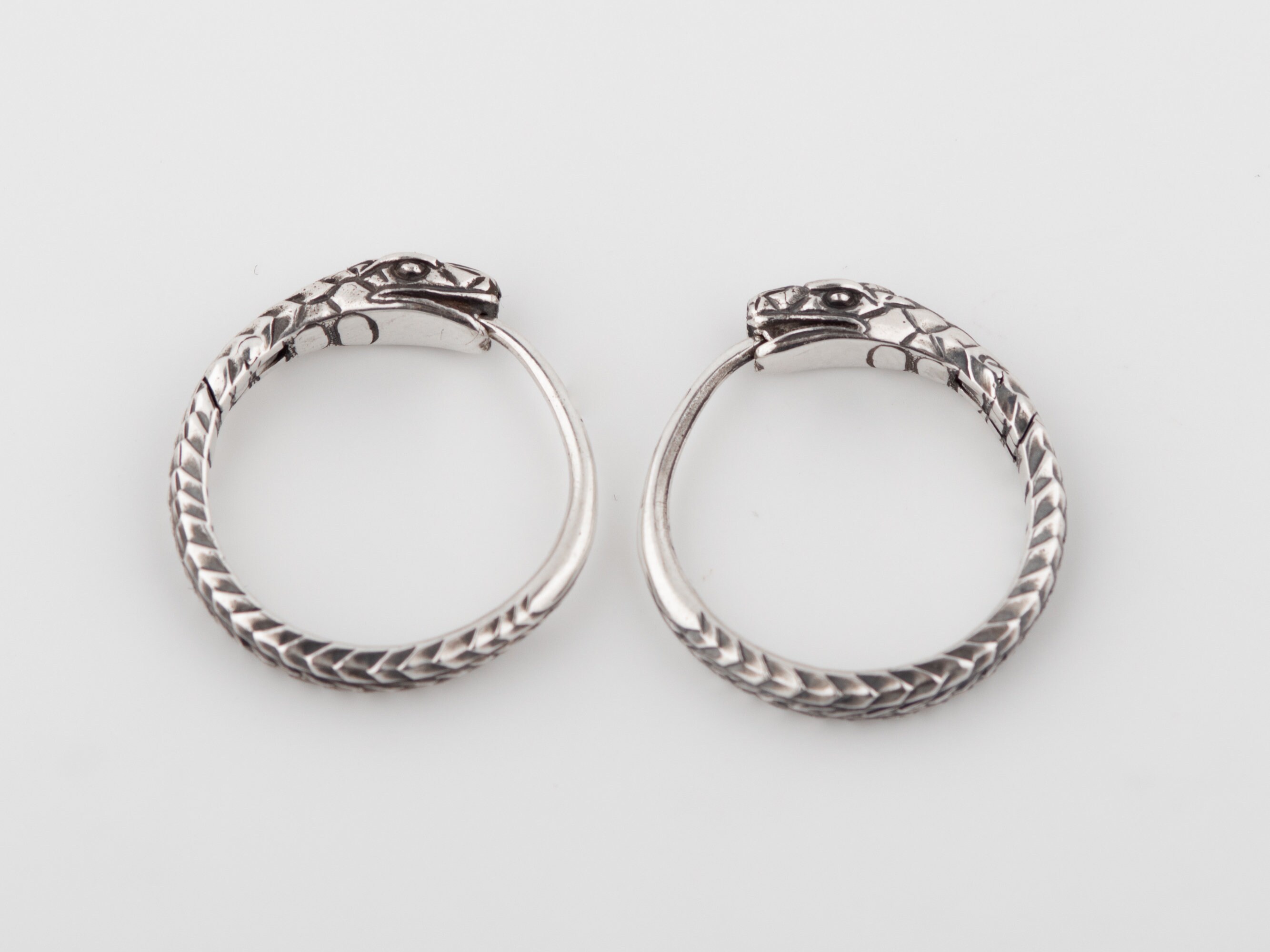 Snake earrings Ouroboros trendy hoop earrings sterling silver | Etsy