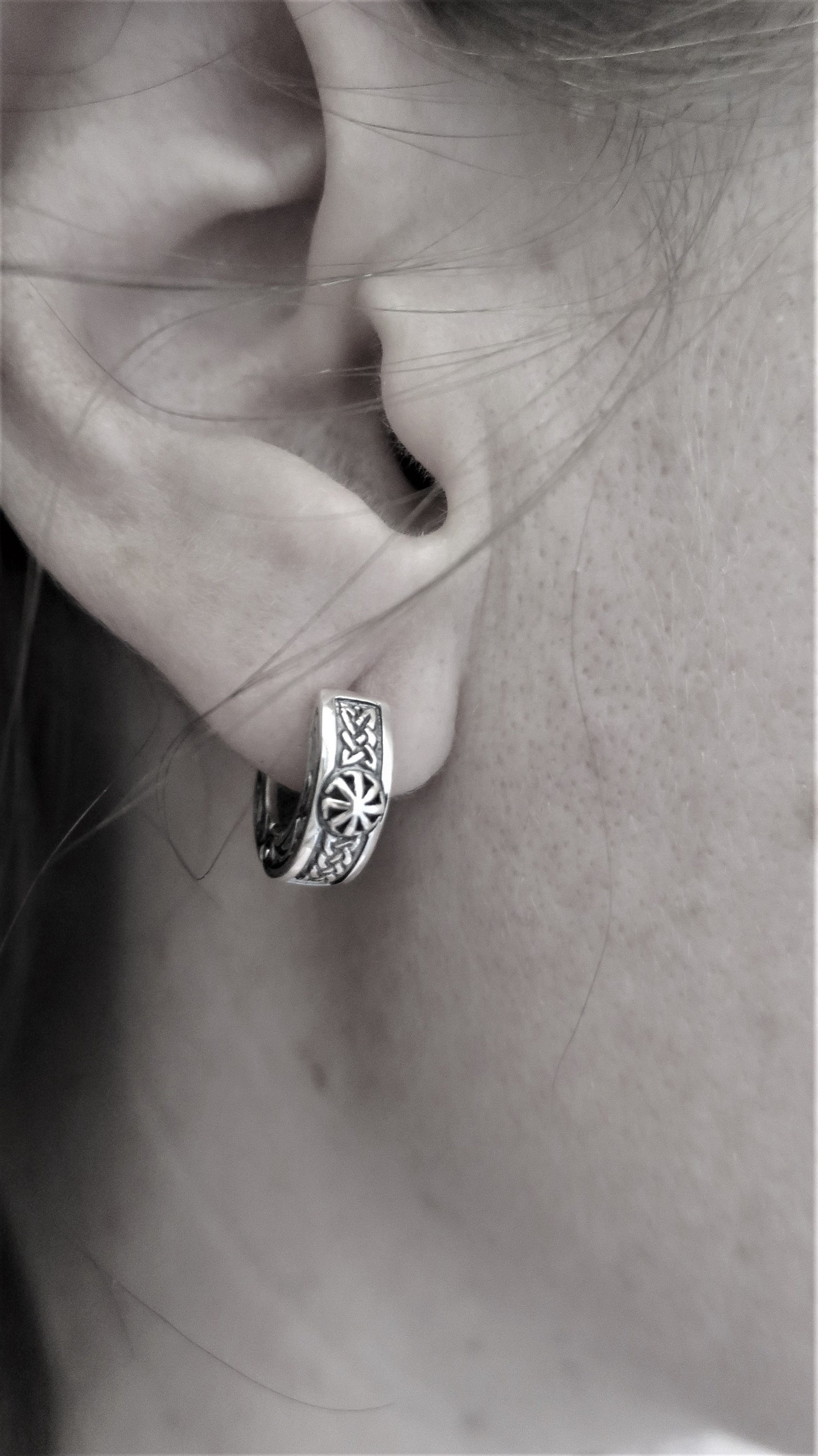 Huggie hoop earrings sterling silver Pagan Jewelry / Viking Etsy