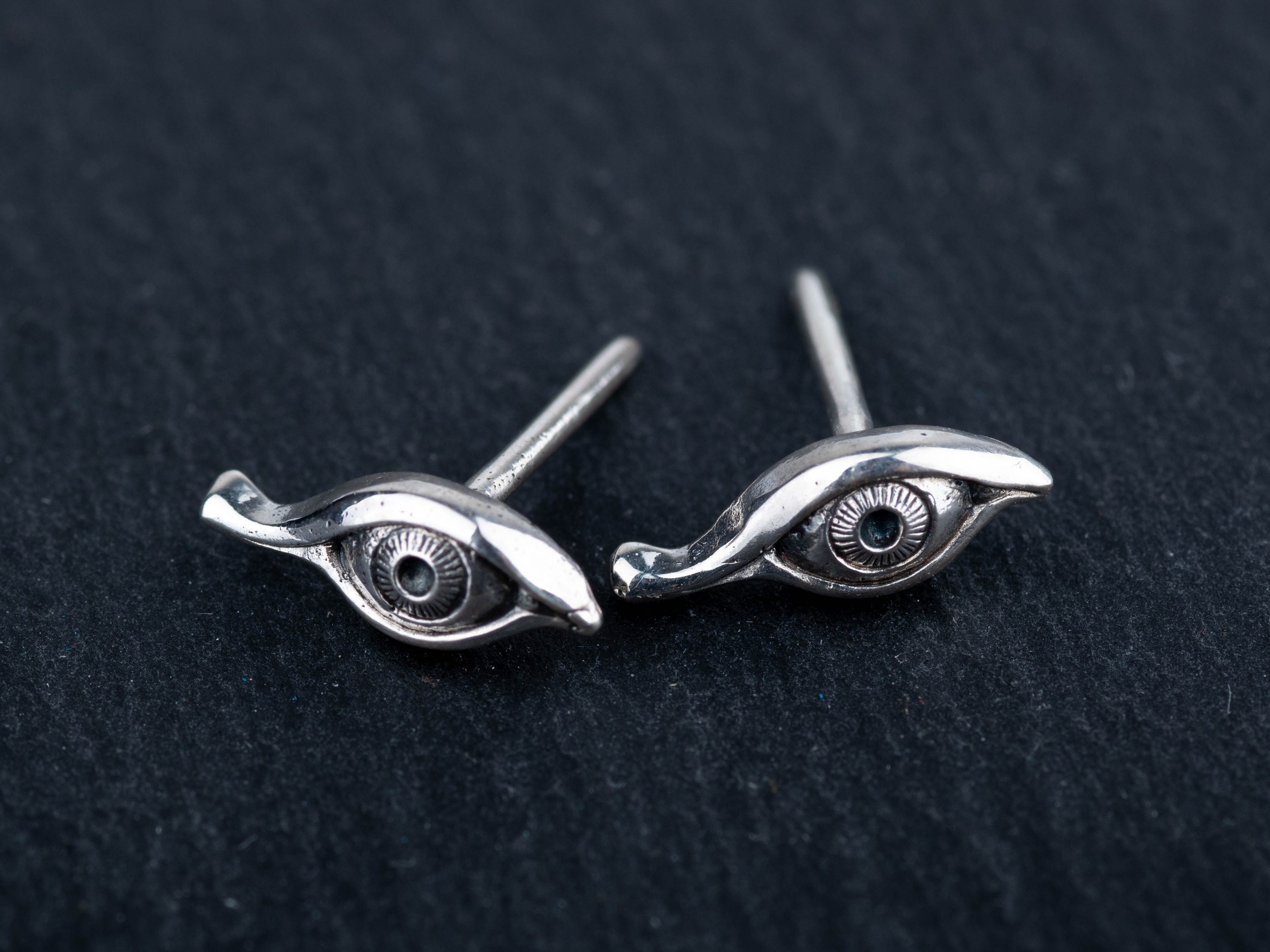Evil eye earrings sterling silver small stud earrings unisex Etsy