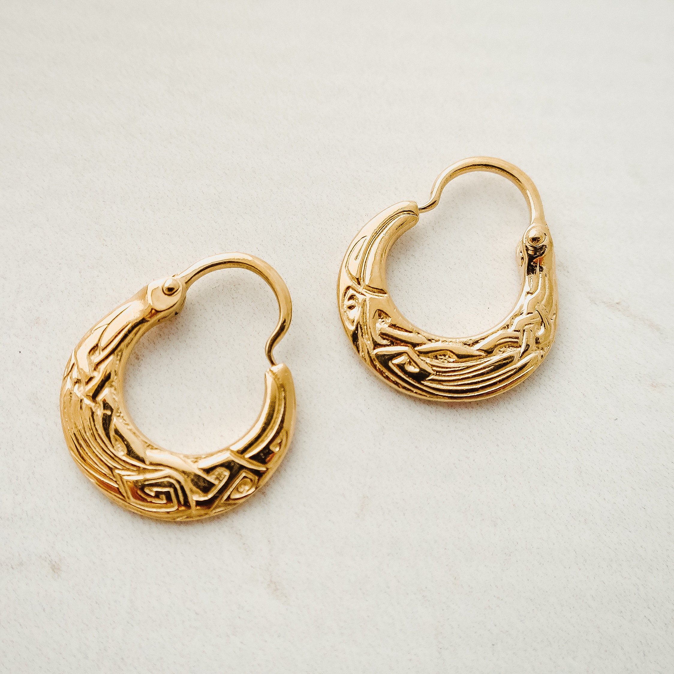 Gold Hoop Earrings Raven Viking Earrings Sterling Silver Etsy UK