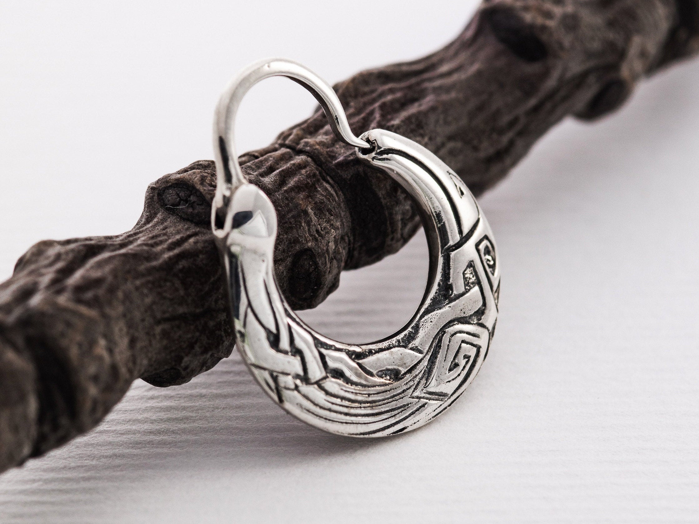Mens huggie earrings Raven Corvus Celtic Irish viking jewelry | Etsy