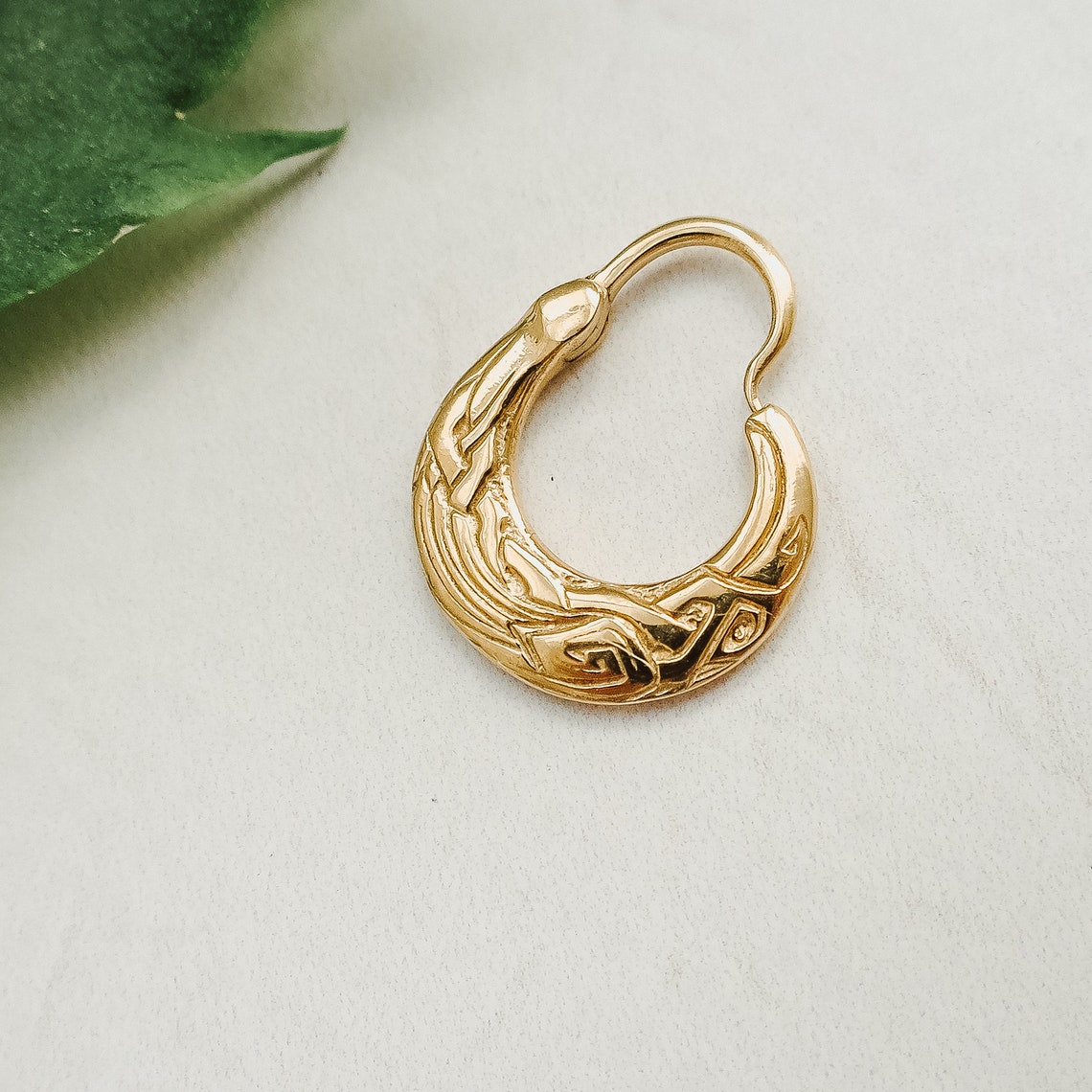 Mens Earrings Gold Viking Raven Corvus Small Hoop Earring Etsy