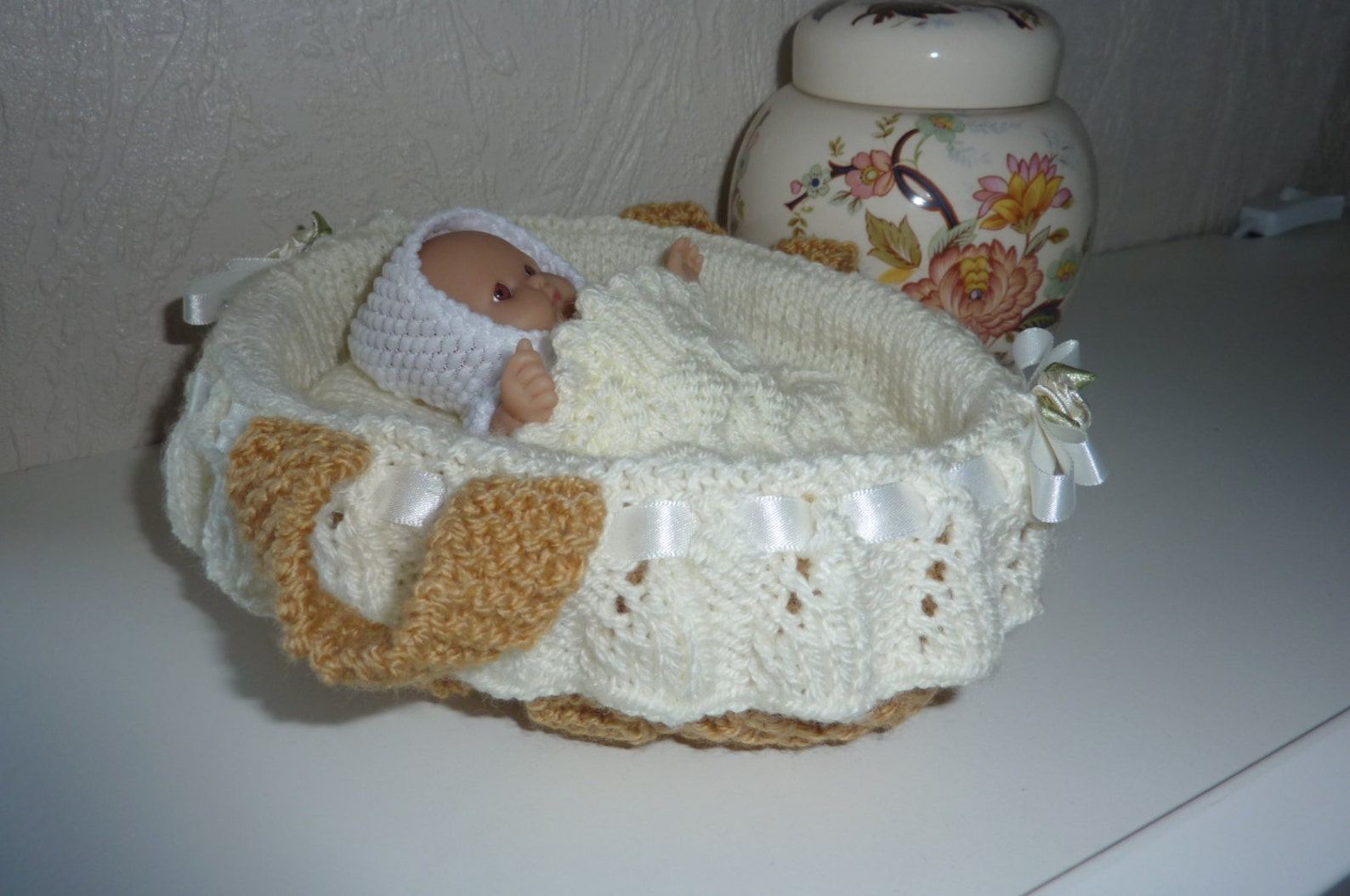 Knitted Moses Basket/ Crib/cradle for 56 Inch Doll Etsy
