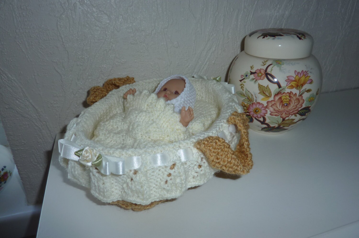 Knitted Moses Basket/ Crib/cradle for 56 Inch Doll Etsy