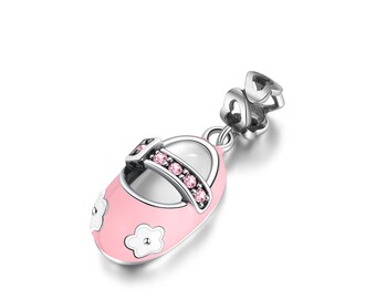 Sterling Silver Baby Shoe European Bead Charm clip on