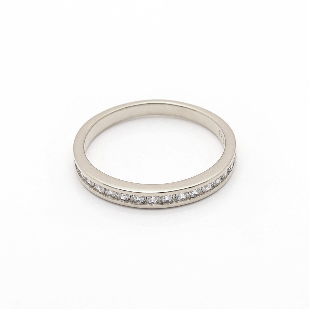 Victoria Anniversary Band Ring Sterling Silver Cz Womens Etsy