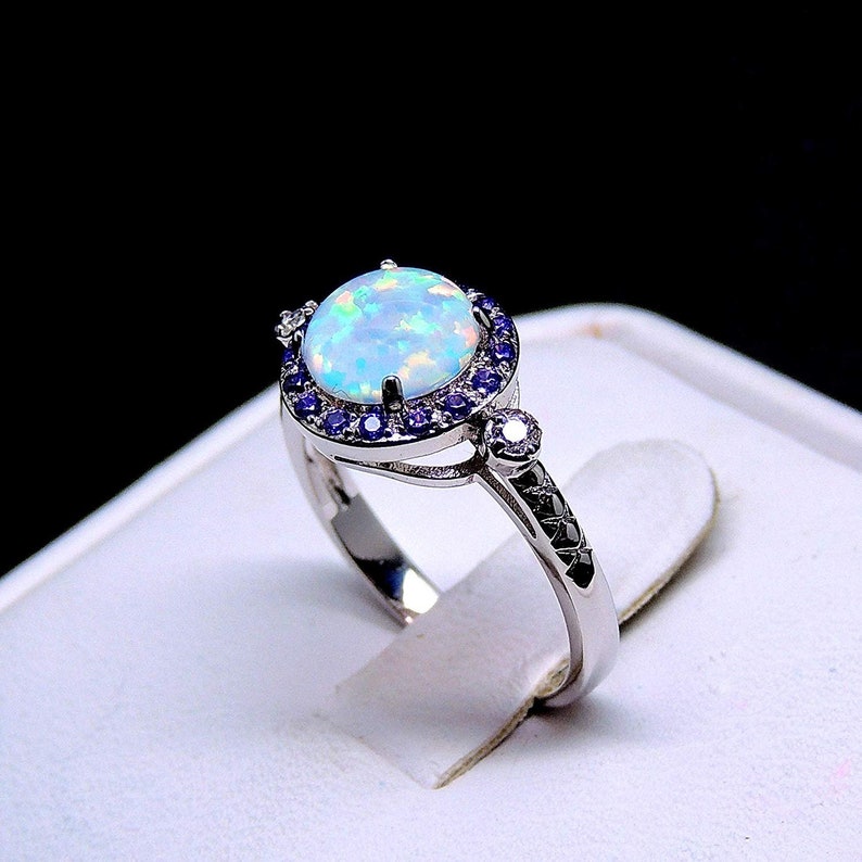 Ginger Lyne Collection Round Simulated Opal Purple CZ Ring