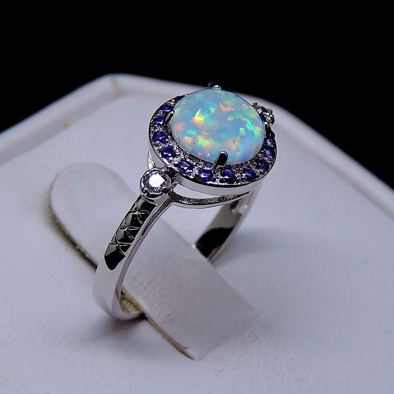 Ginger Lyne Collection Round Simulated Opal Purple CZ Ring