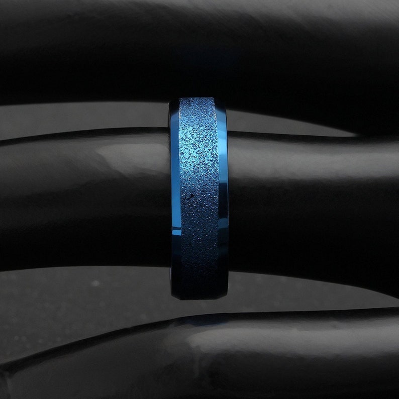 Ginger Lyne Collection 6mm Blue Titanium Steel Comfort Fit Wedding Band Ring