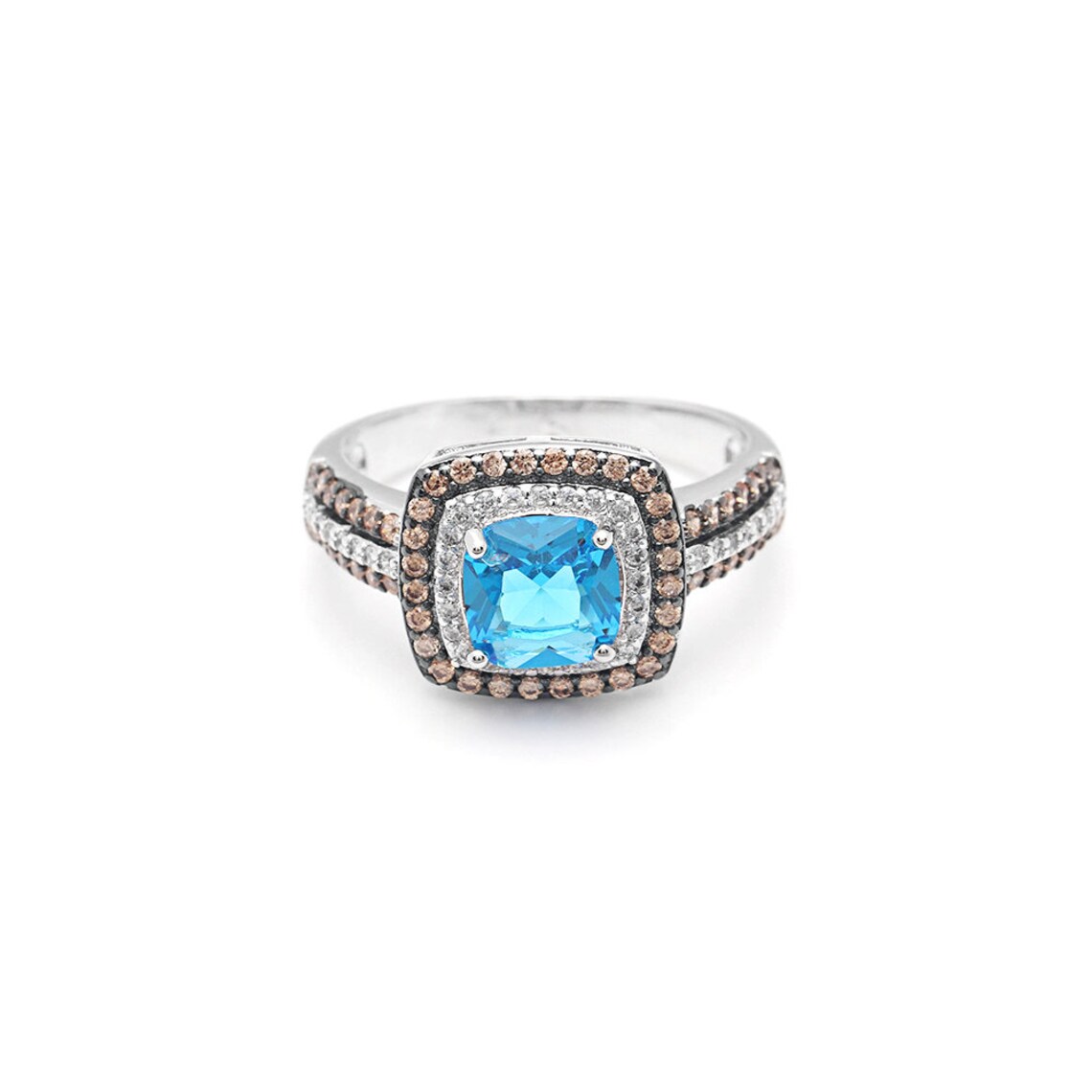 Coco Engagement Statement Ring Women Chocolate Blue Cz Ginger Etsy