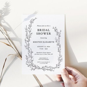 LAUREL | Bridal Shower Invitation Template, Modern Bridal Shower Invite, Editable Printable Templett, Instant Download Shower Invitation