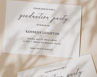 GRADUATION | Modern Invitation Template, Simple Graduation Invitation, Graduation Announcement Party Invite, Instant Download, 5x7 Grad Card