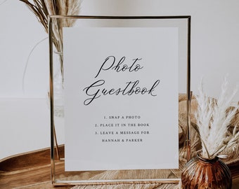 CALLI | Minimalist Photo Guestbook Sign Template, Editable Printable Photo Guest Book, Wedding Table Sign, Elegant Guestbook Sign Print