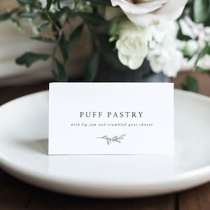 LAUREL | Editable Buffet Card Template, Printable Food Label, Floral Buffet Card, Wedding Buffet Tent Card, Greenery Food Card Template