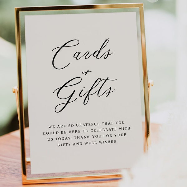 CALLI | Cards And Gifts Sign, Wedding Gift Table Sign, Wedding Signs, Wedding Signage, Wedding Reception Signs, Cards And Gifts Template