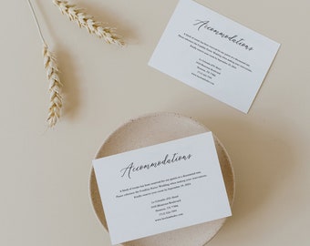 CALLI | Accommodation Card Template, Wedding Details Card Template, Wedding Enclosure Card Template, Editable Accommodations Template