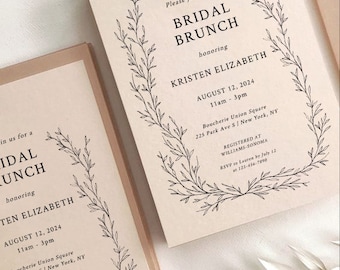 LAUREL | Bridal Brunch Invitation Template, Editable Template, DIY Instant Download, Modern Floral Bridal Shower Brunch Invite Printable
