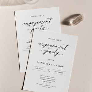 CALLI | Classic Engagement Party Invitation Template, Elegant Engagement Party Invite, Printable Fully Editable Templett, Instant Download