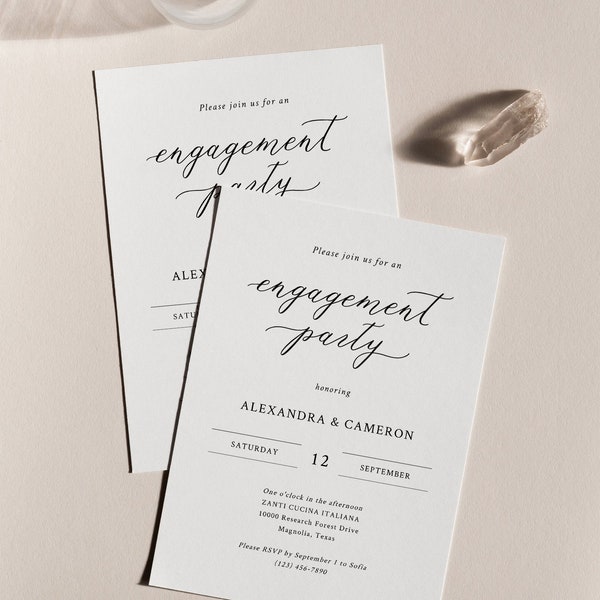 CALLI | Classic Engagement Party Invitation Template, Elegant Engagement Party Invite, Printable Fully Editable Templett, Instant Download