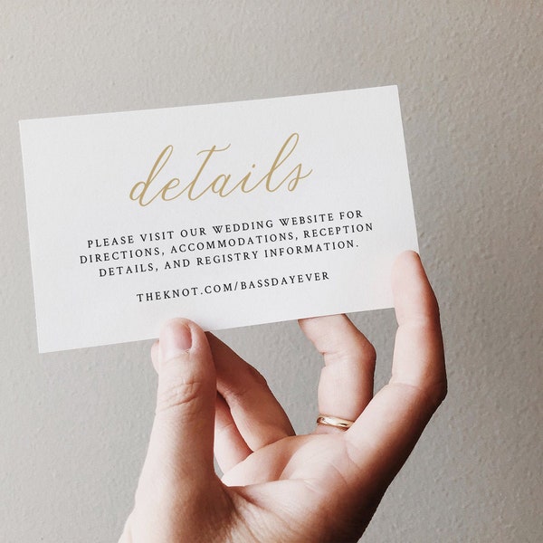 CALLI | Printable Wedding Detail Card, Editable Template Enclosure Card, Website Card, Minimal Calligraphy Script Invite Invitation Insert