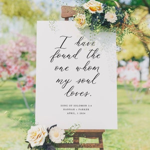 CALLI | Wedding Signs, Song Of Solomon 3:4, Wedding Quotes, Bible Verses For Wedding Print, I Have Found The One Whom My Soul Loves