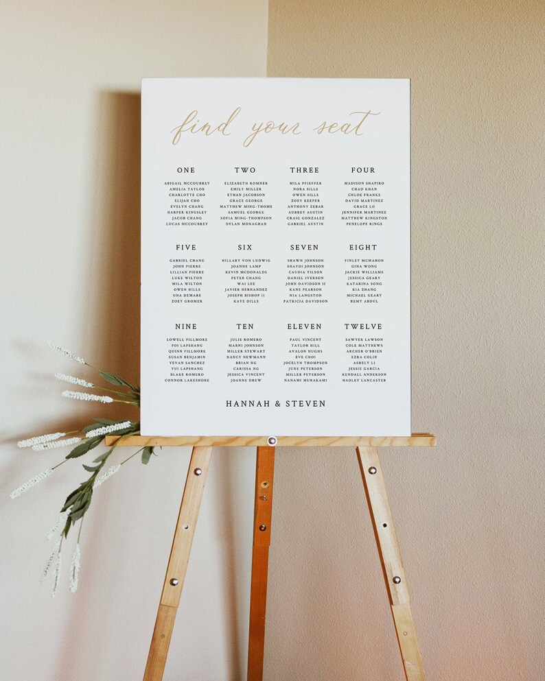 CALLI Classic Wedding Seating Chart Template, Elegant Wedding Seating Plan Sign, Printable Editable Template, Instant Download Template image 4