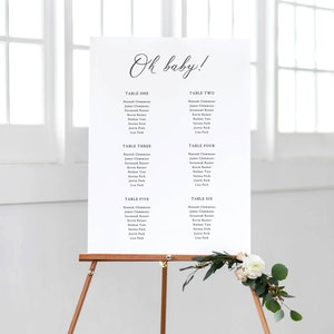 CALLI Baby Shower Seating Chart, Oh Baby Table Plan, Find Your Seat, Banquet Style Seating Chart Template, Editable Seating Chart Template image 2