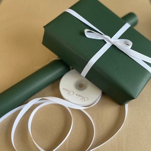 Dark Green Kraft Brown Recycled and Recyclable Wrapping Paper 50cm wide - 2 / 5 / 10mtrs optional ribbon