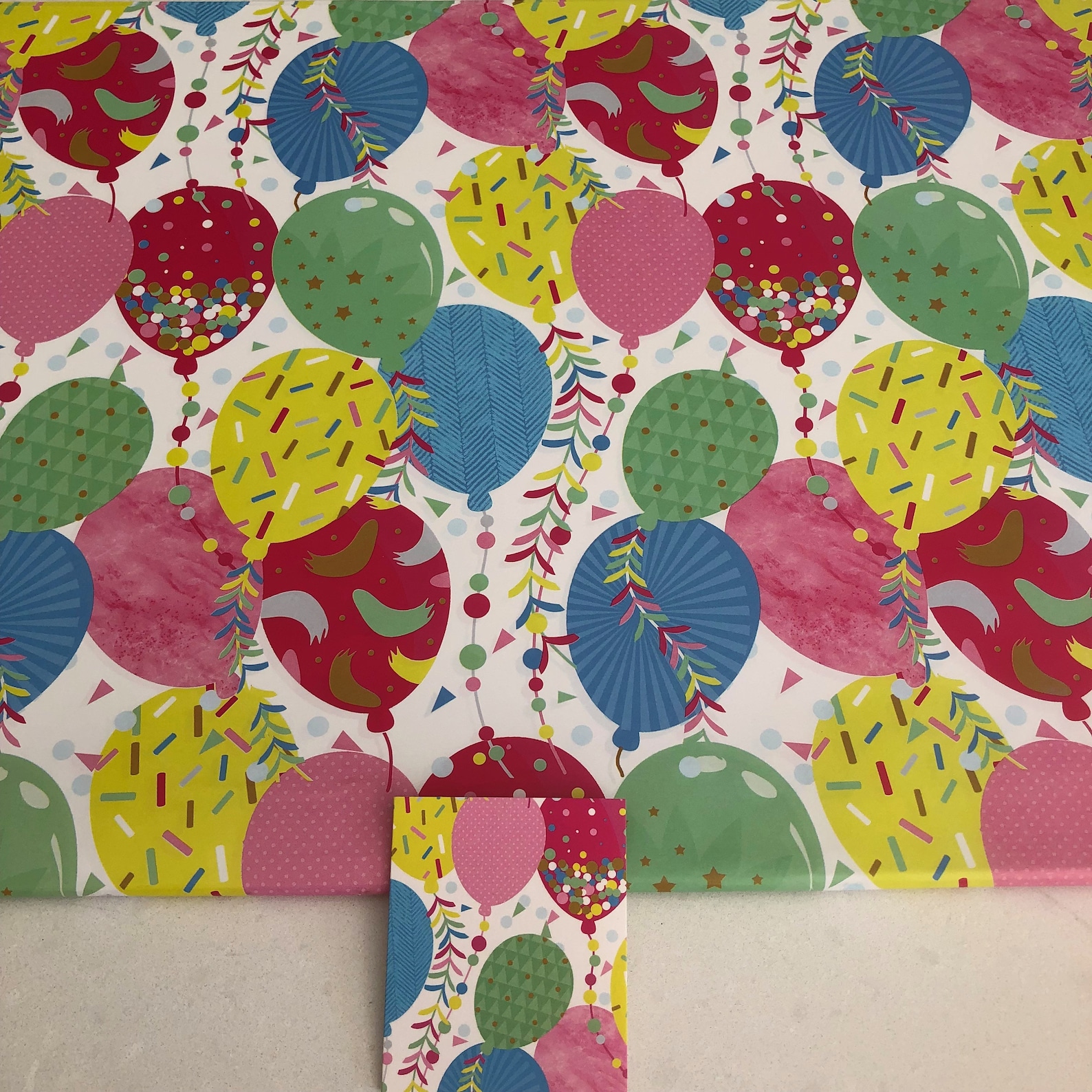 Birthday Gift Wrapping Paper and Tags bright Balloons Design Etsy