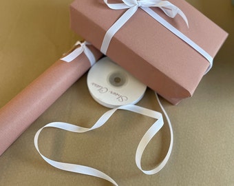 Pale Pink Kraft Brown Recycled and Recyclable Wrapping Paper 50cm wide - 2 / 5 / 10mtrs optional ribbon