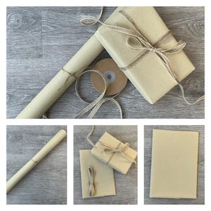 Geschenkpapier 50 cm breit in Elfenbein/Cremefarben (Recycled & Recycelbar) + natürliches Jute-Rand (auch mit Papier möglich)