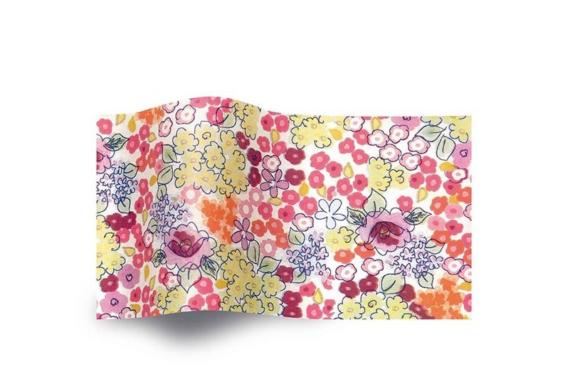 Emballage en papier de soie imprimé à motifs Liberty Bloom Design floral. Qualité supérieure pour l'artisanat/emballage/découpage image 1
