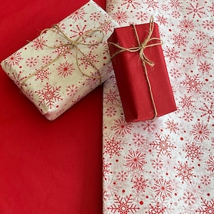 Weihnachten Seidenpapier Spirale Schneeflocken & Plain Rot Mixed Pack Luxus Blätter Eco Geschenkverpackung recyclebar für Kunsthandwerk, Körbe, Verpackung