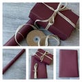 Christmas Kraft Wrapping Paper *Burgundy Wine* 50cm wide : Optional Jute Ribbon