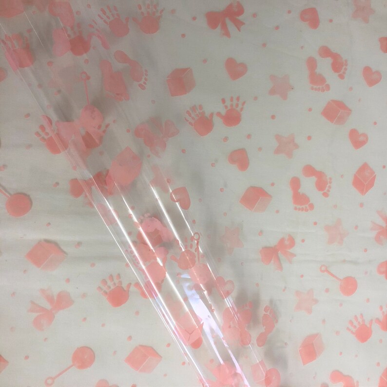 Baby Girl Prints Pink Cellophane Gift Wrap 80cm Wide 5 / 10 / Etsy