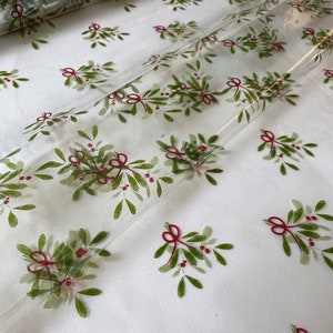 Christmas Cellophane Gift Wrap *Oh Mistletoe* 80cm wide  5 / 10 / 20 metre roll or 2 metre folded sheet