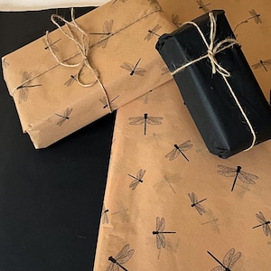 Gemusterte Seidenpapier Libellen & Schwarz Schwarz Mixed Pack Luxus Blätter Eco Geschenkverpackung recyclebar für Handwerk, Körbe Verpackung, Libelle