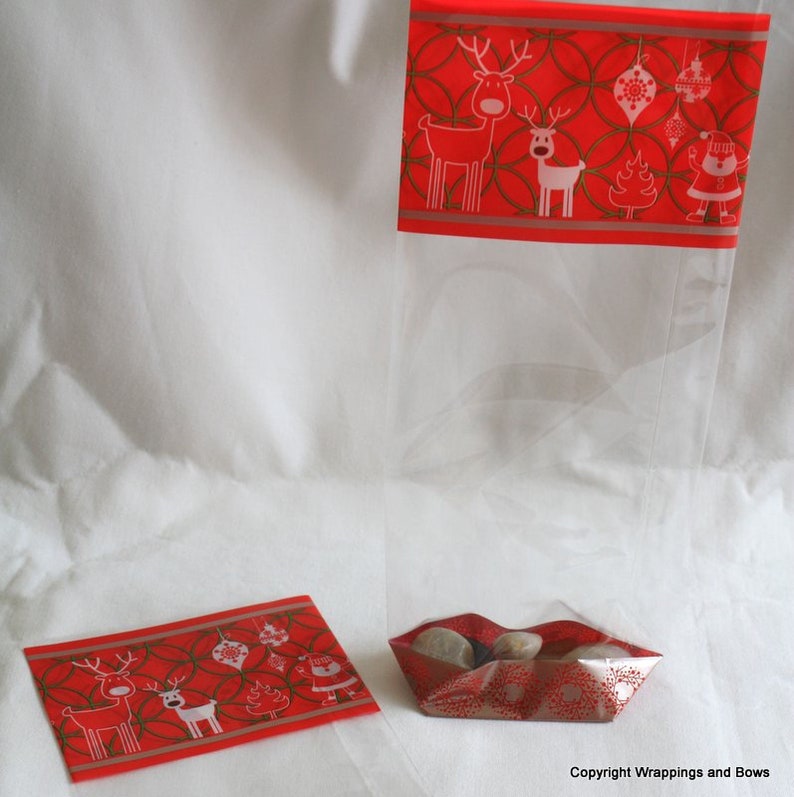 10 x Christmas Cellophane Gift Bags Luxury Block Base Etsy