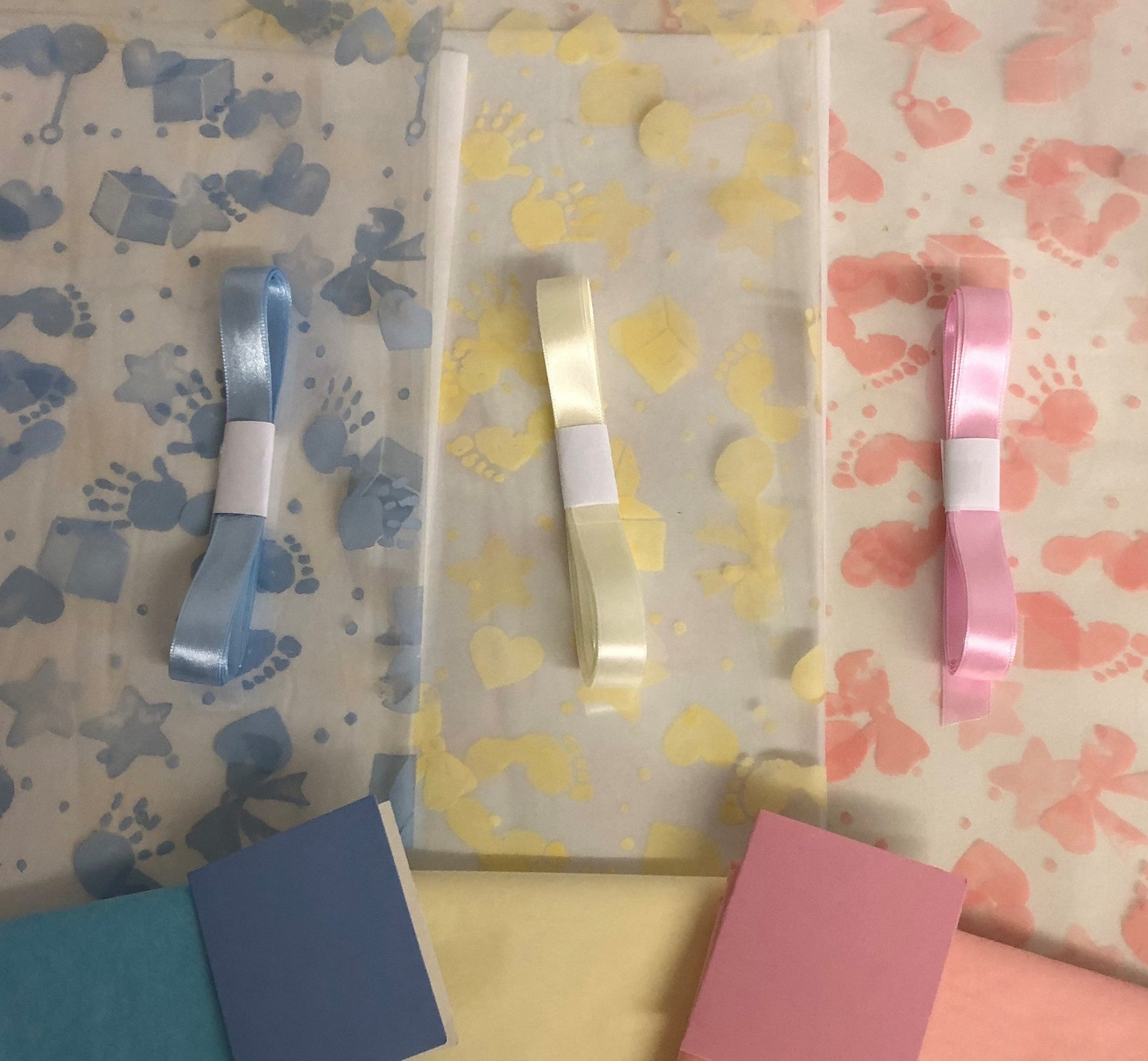Baby Prints Cellophane Wrap With Optional Ribbon Tissue & Tag Etsy UK