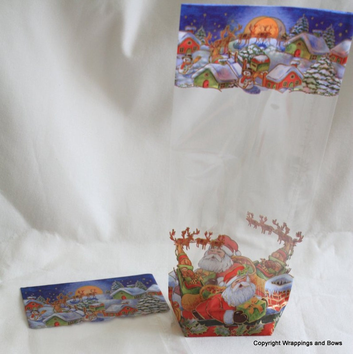 10 X Christmas Cellophane Gift Bags Luxury Block Base santa Etsy
