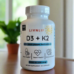 5000iu D3 + K2 Vitamin Supplement with Black Pepper Fruit Extract