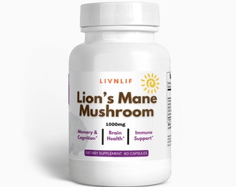 1000mg Lion's Mane Mushroom Fruiting Body Powder Capsules | 40% Polysaccharide Supplement