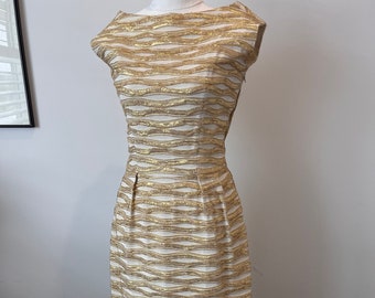 Absolute stunning French vintage La Niña Ricci Paris gold woven lurex cocktail wedding dress small