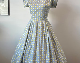 Absolutely stunning vintage 50s polka dot cotton day dress S