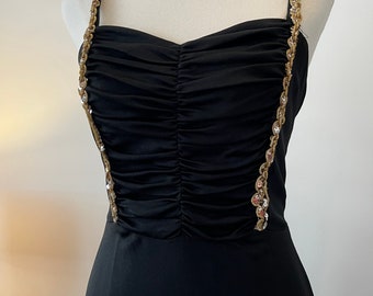 Sequined Disco Classic Vintage 70s Cocktail Black Gold Dress S M - Etsy