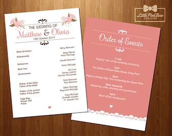 mason jar wedding program printable wedding party names and etsy