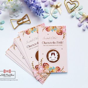 20 Scratch Off Bridal Shower Game Cards, Bachelorette Party Games, Cheers to the Bride Scratch Off, Wedding Scratch-Off Sticker Card Game