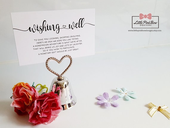 Printed Wishing Well Cards, Wedding Wishing Well Card, Printed Wishing Well, Printed Wishing Well Flat Cards, Wedding Stationery
